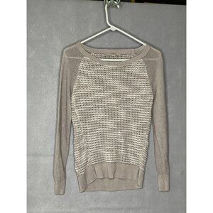 Ann Taylor Womens XS Beige Knit Sweater Lightweight Rayon Casual Pullover Top